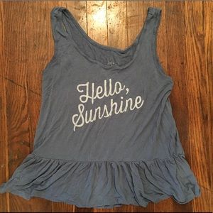 Summer “Hello Sunshine” graphic tank.